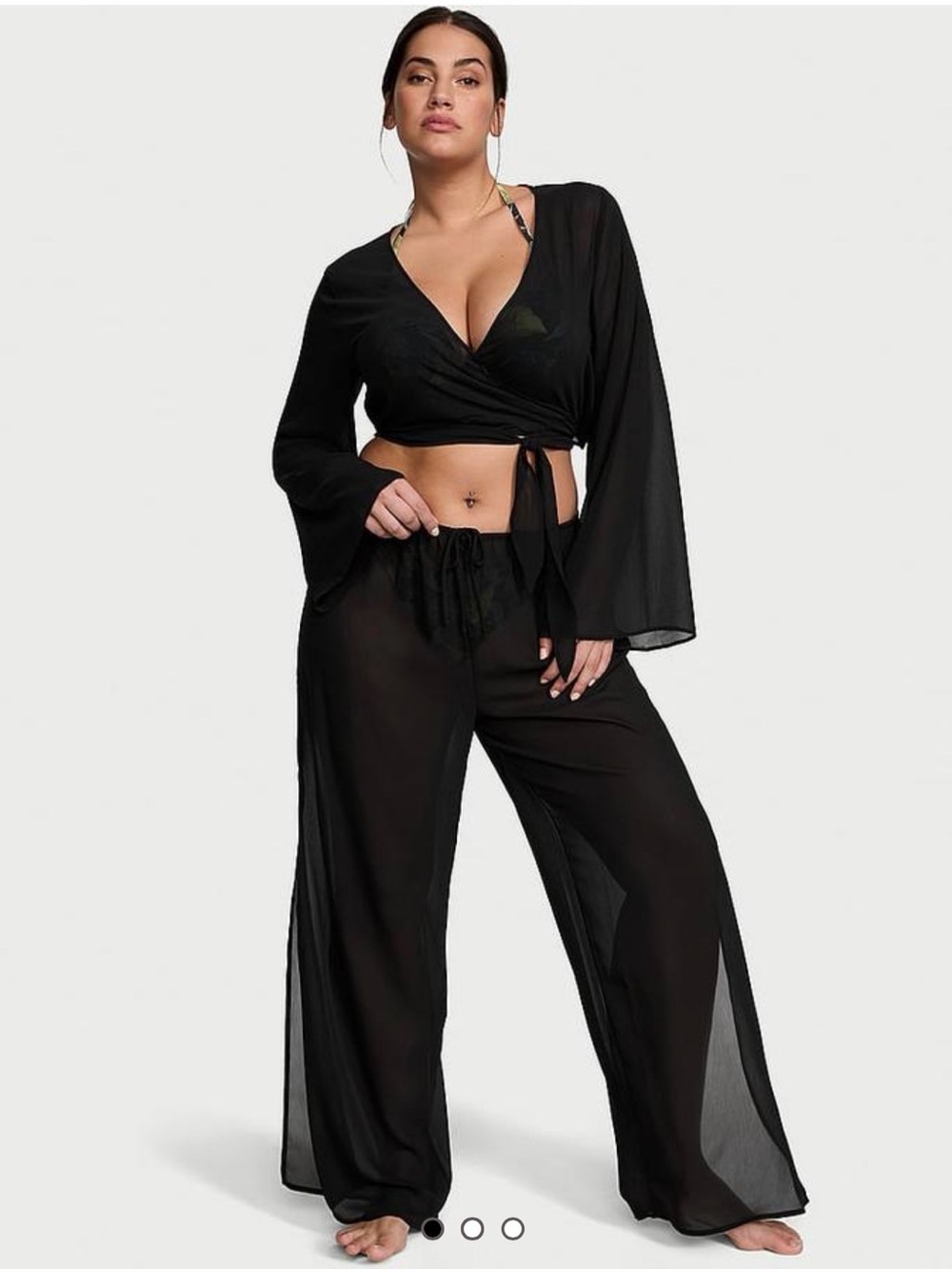 NWT | Victoria’s Secret | Sheer Crinkle Wide-Leg Pants and Wrap Top | Size XL